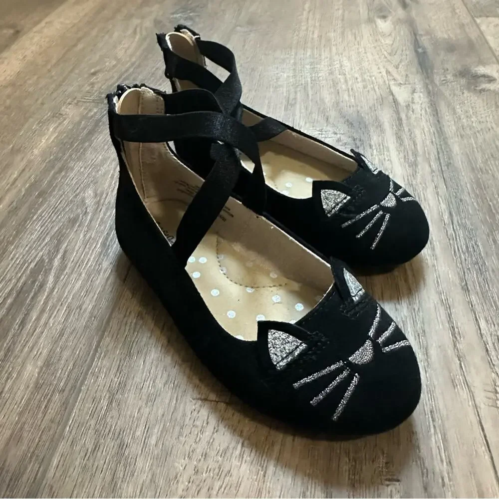 NEW! Cat & Jack Girl’s Trinity Slip-On Ballet Flats,‎ Cat, Zippered, Size 8